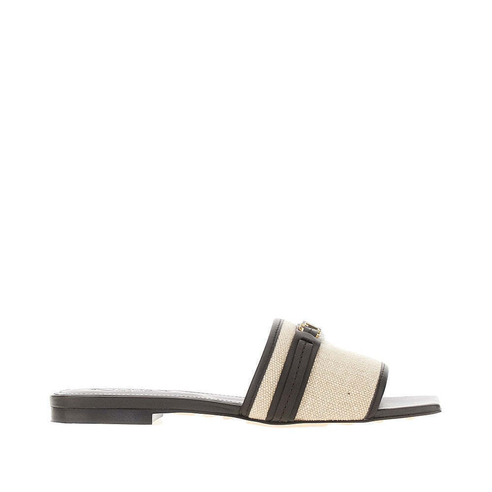 Tods T Timeless Leather And Canvas Slides